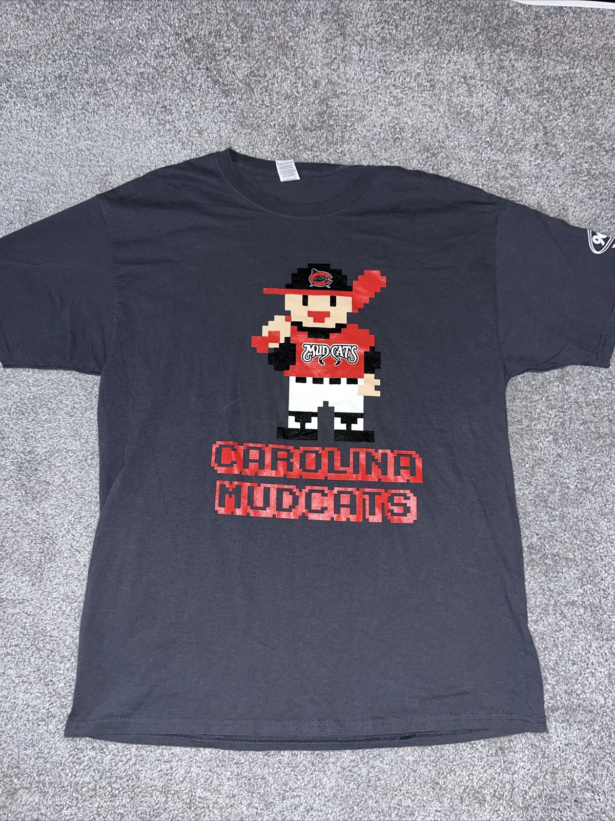 Vintage Lego Baseball Player SGA Carolina Mud Cats Shirt Large MiLB Minor League