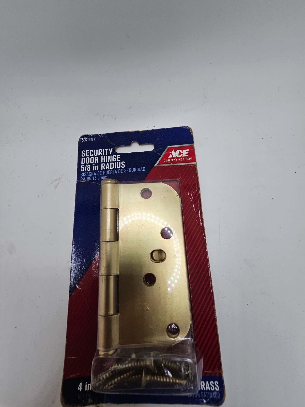 ACE Genuine Security Door Hinge 5020017 5/8" Radius x 4" Length Satin Brass