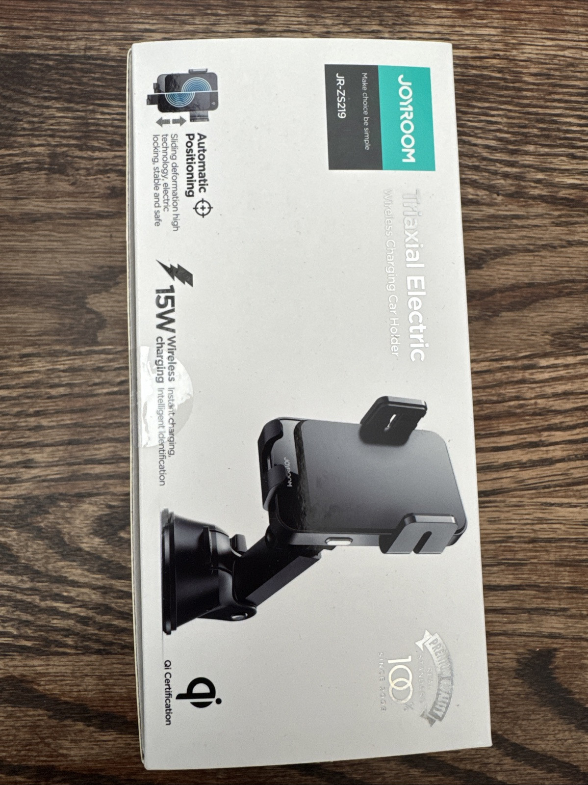 JOYROOM JR-ZS219 Black Triaxial Electric Wireless Charging Phone Holder. New