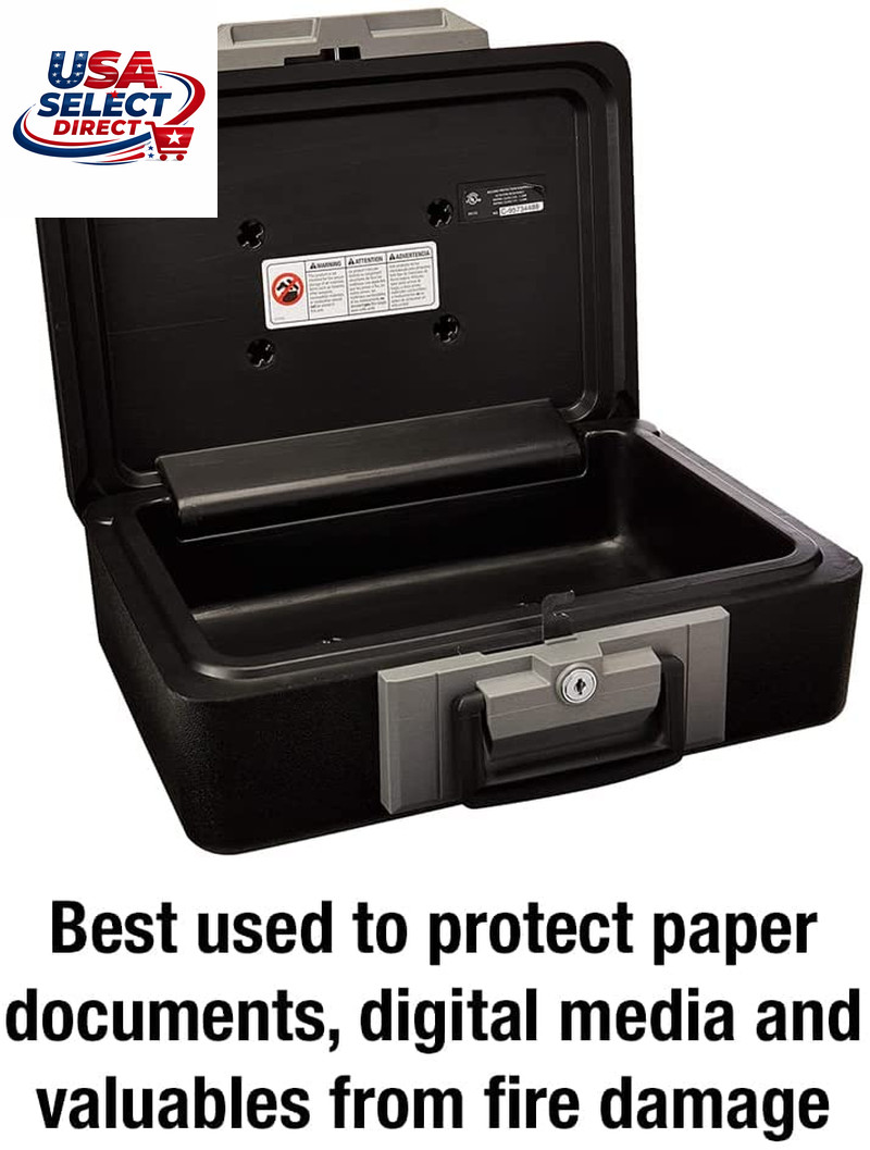 Fireproof Safe Box with Key Lock, 0.25 Cubic Feet, Portable Security