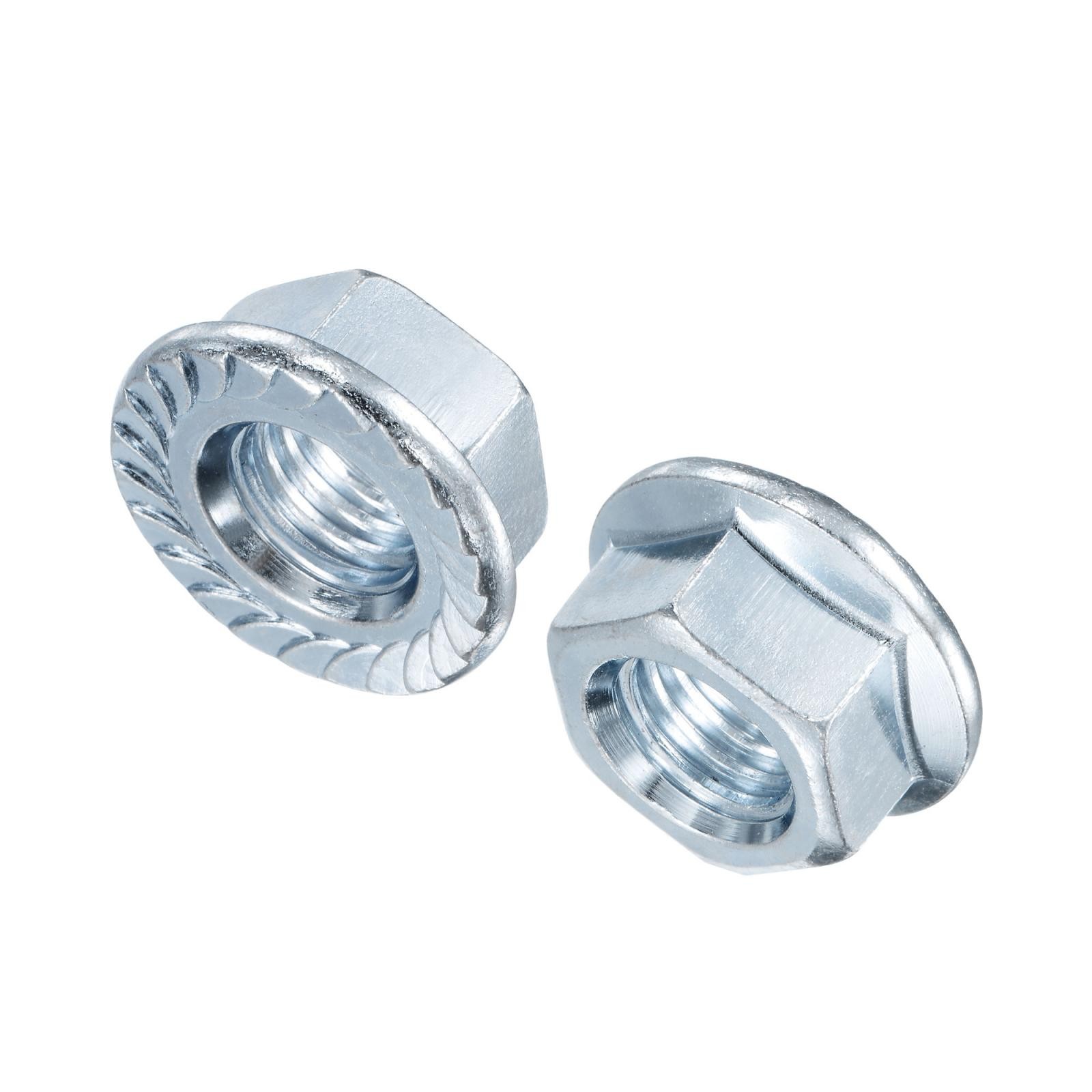 5/8"-11 Serrated Flange Hex Lock Nuts, Carbon Steel Zinc Plated 5pcs