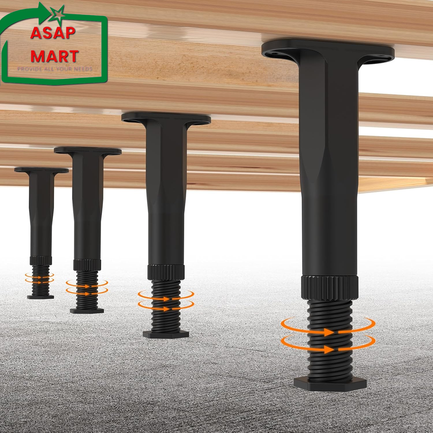 4 PCS (5.1"-8.3") Adjustable Bed Frame Support Legs, Frame Center Slats Heavy Su