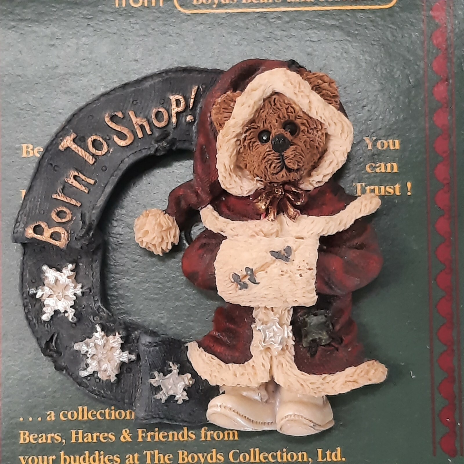 Boyds Bears & Friends Bearware Collection Pin Brooch #26016 Born to Shop! Wreath