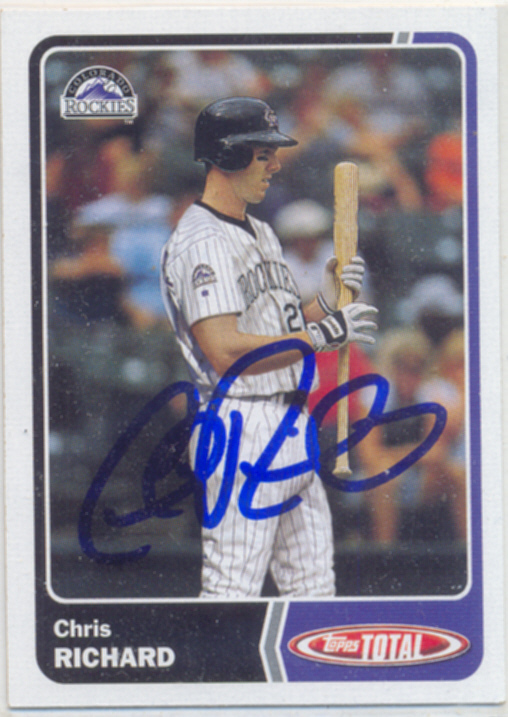 CHRIS RICHARD COLORADO ROCKIES SIGNED CARD TAMPA RAYS ORIOLES ST LOUIS CARDINALS
