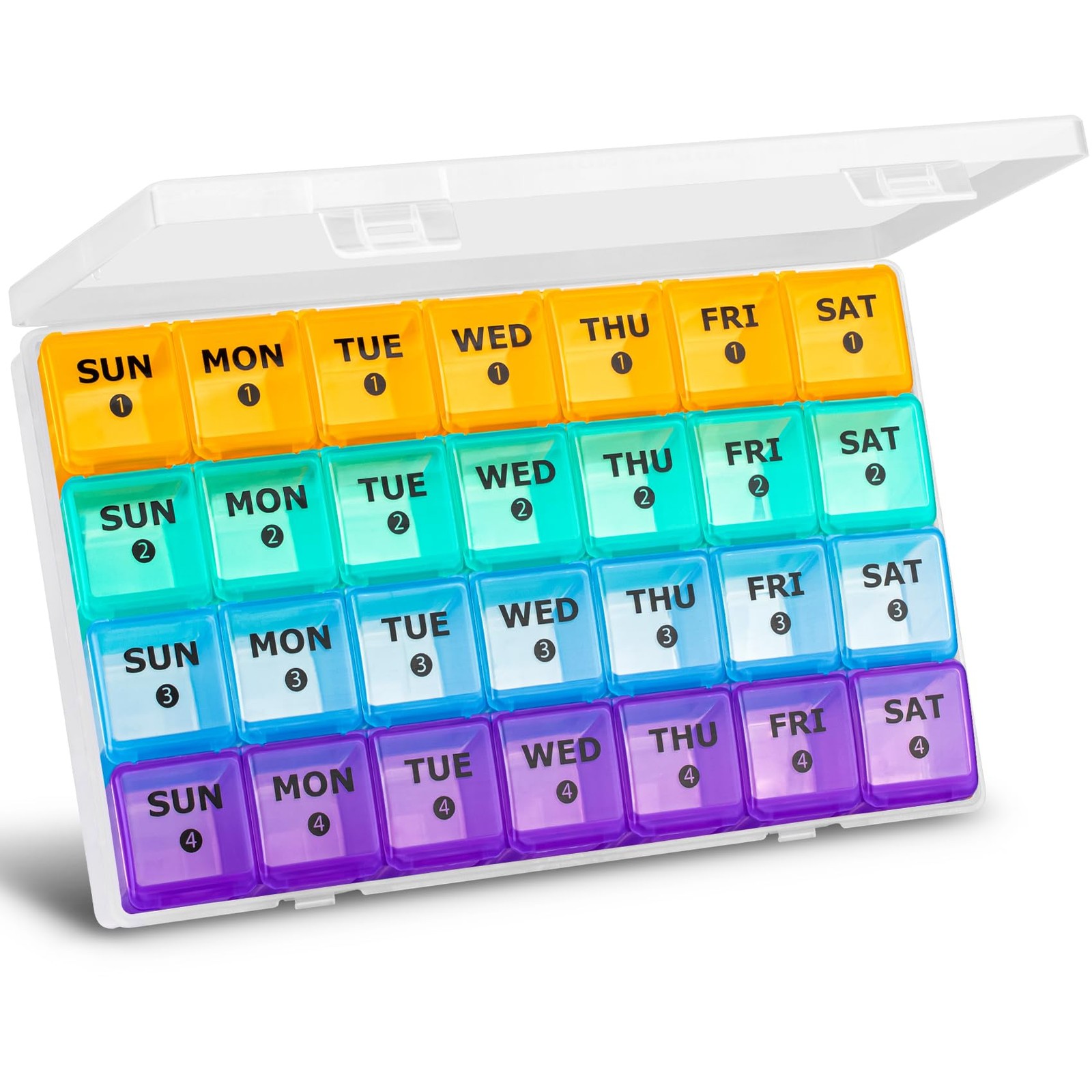 XL Large Monthly Pill Organizer 4 Weeks, 28 Day Pill Organizer Weekly, Big Co...