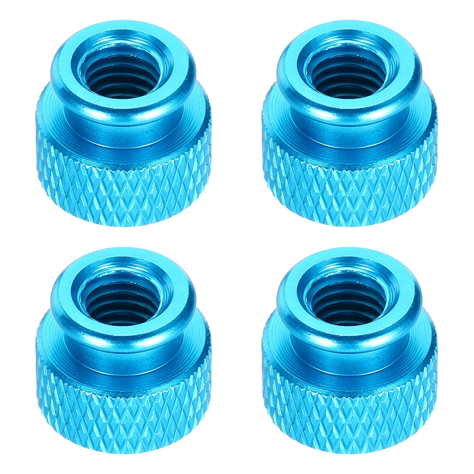 4pcs Knurled Thumb Nut, M6 12mm OD 10mm Height Aluminium Alloy Sky Blue