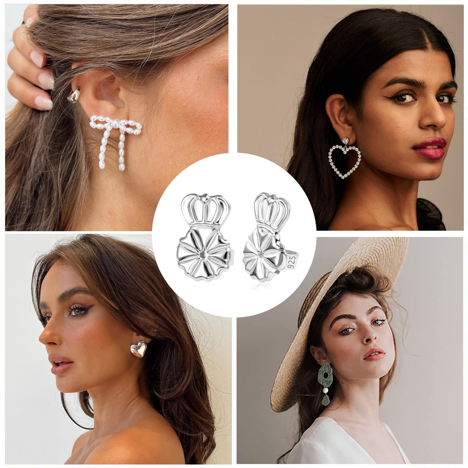 Earring Lifters Backs Silver Earring Backs for Droopy Ears