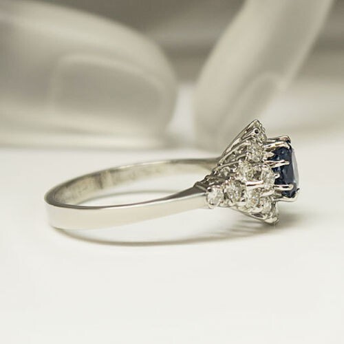1.40 Ct Natural Sapphire Diamond Engagement Proposal Ring 14K Solid White Gold