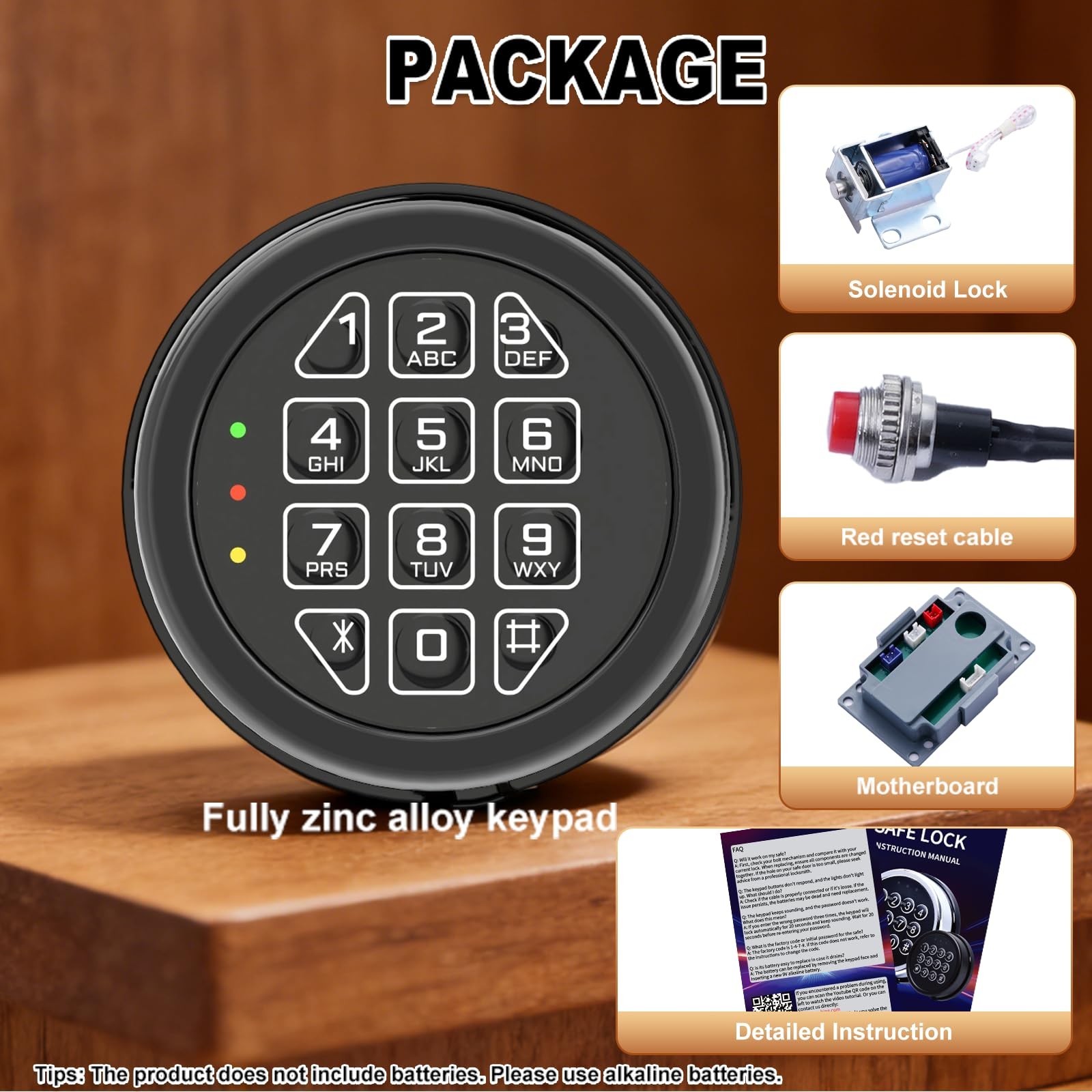 Programmable Electronic Safe Lock Replacement Keypad Black