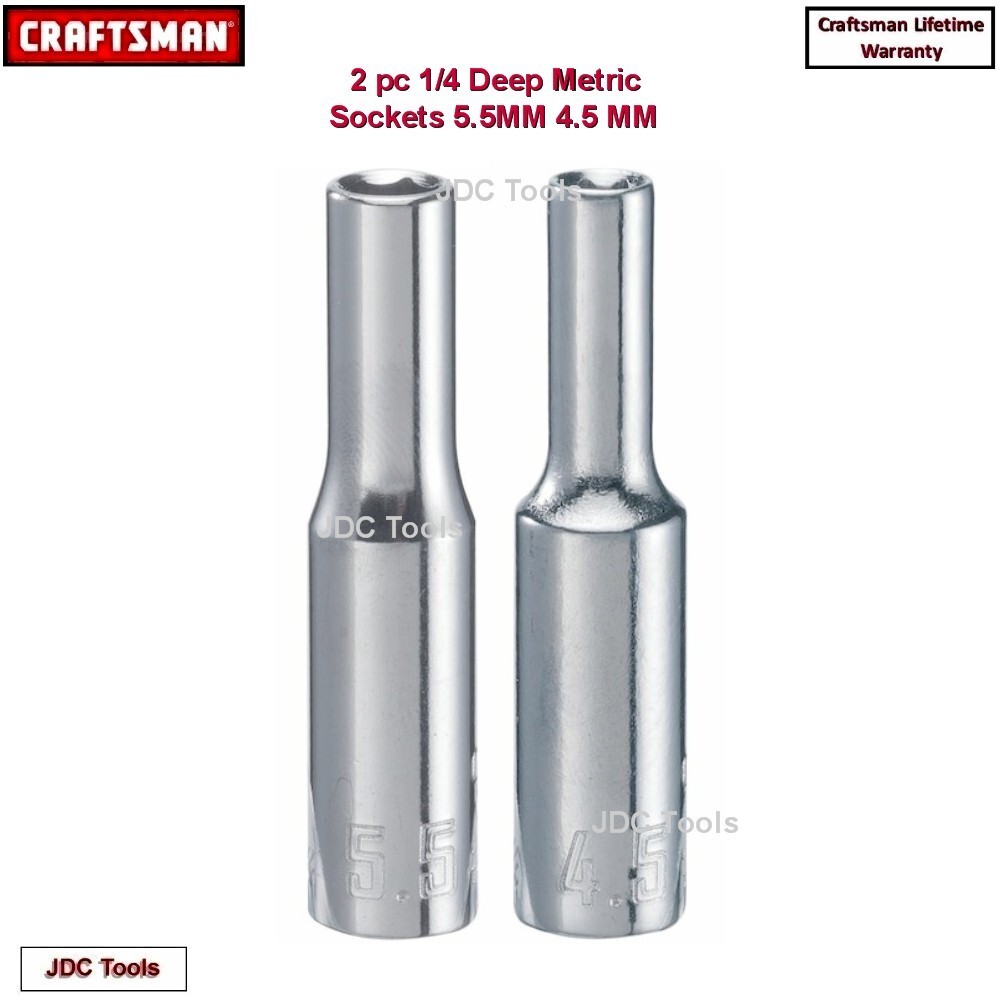 New Craftsman 4.5MM & 5.5MM Metric 6 Point 1/4" Drive  2pc Deep Socket Set CMMT