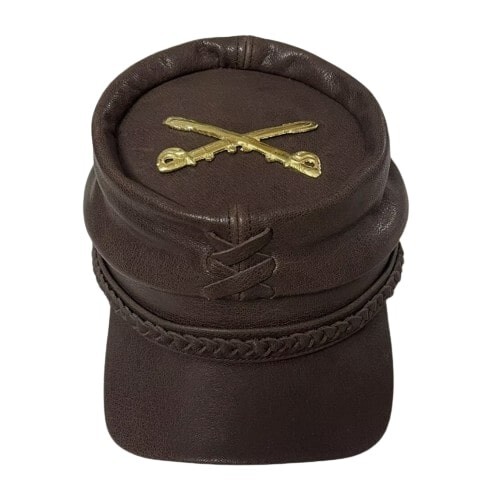 US American Civil War Style Military Biker Leather Hat Cap Kepi Sz: 7-1/4