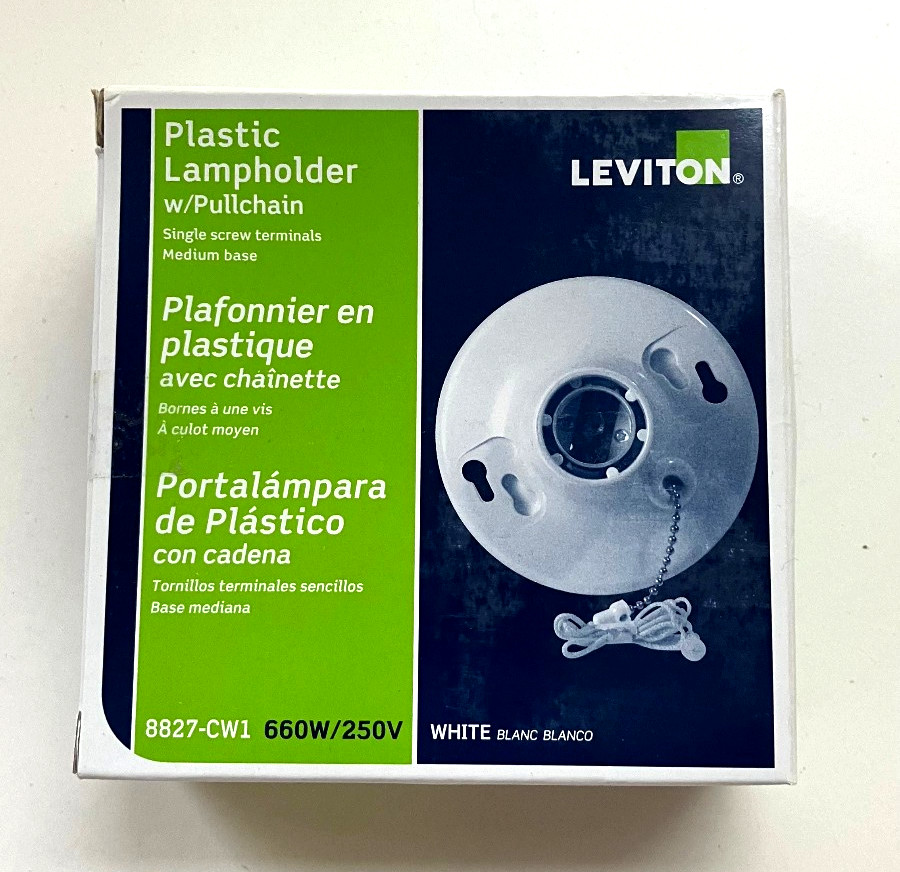 Levition Plastic Lampholder w/ Pullchain 8827-CW1 660W/250V FREE SHIPPING