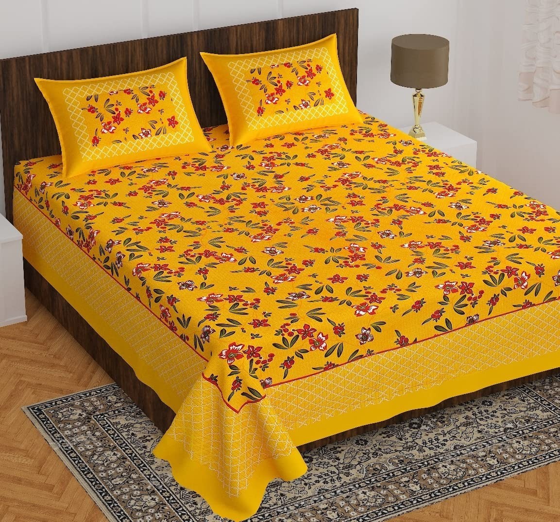 Cotton Double Size Bedsheet with 2 Pillow Covers IB 114