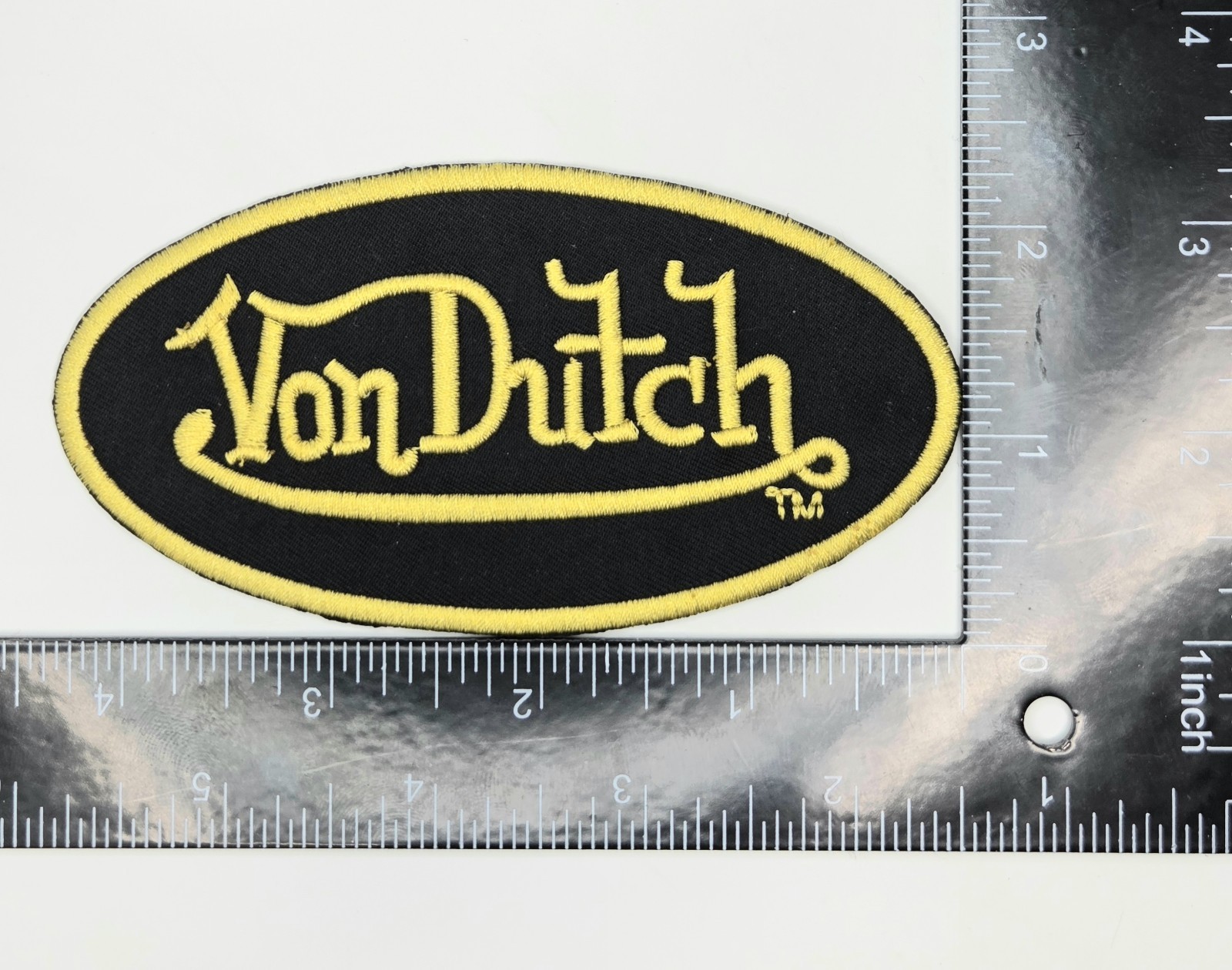 Von Dutch Patch Iron On Sew On Black And Yellow