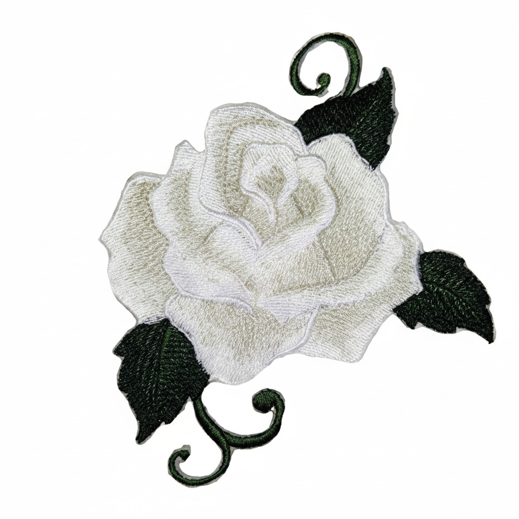 White Rose Embroidered Patch | Made in USA