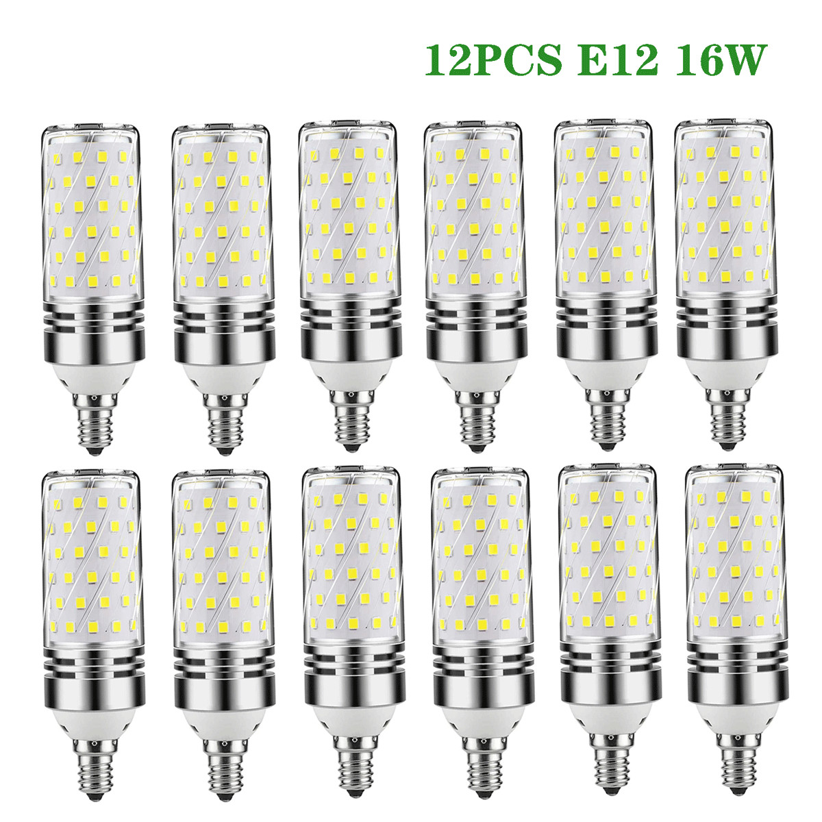 E12 White LED Corn Bulbs 16W Candelabra Ceiling Fan Light Bulbs Daylight 6000K