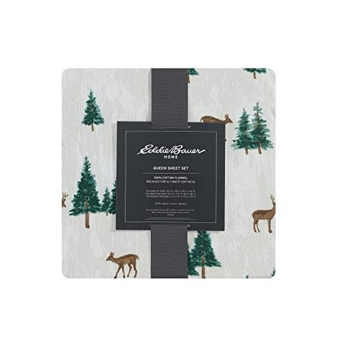 Eddie Bauer - King Sheets, Cotton Flannel Bedding Set, Brushed For Extra