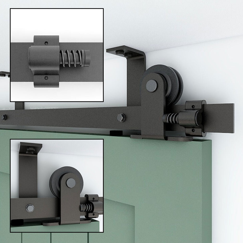 CCJH 4-20FT Ceiling Mount Sliding Barn Door Hardware Track Roller Kit Closet