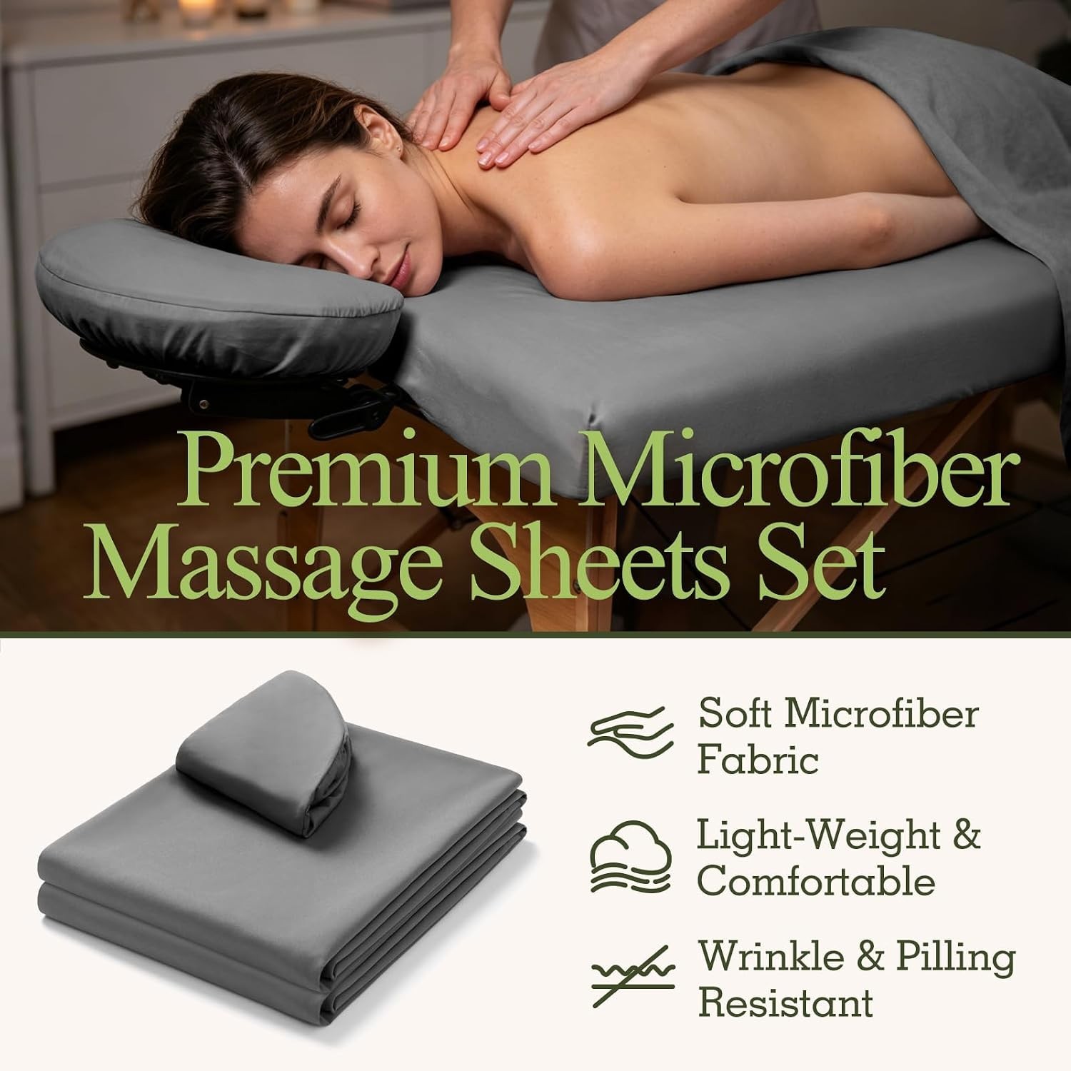 3-Piece Professional Massage Table Sheet Set - Soft Microfiber & Stain Resistant