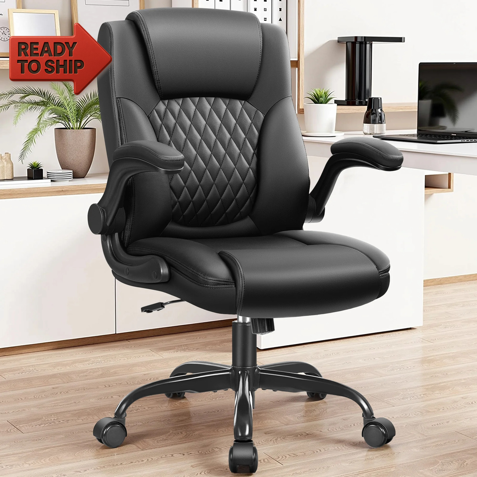 Leather Office Chair, Big and Tall Office Chair 400LBS Wide Seat Ergonomic Compu