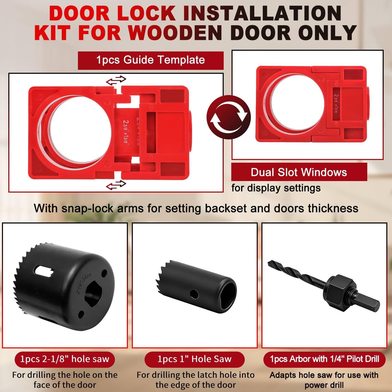 Door Hinge Jig Aluminum Alloy Template Kit Router Adjustable Mortise 2.55 Inch