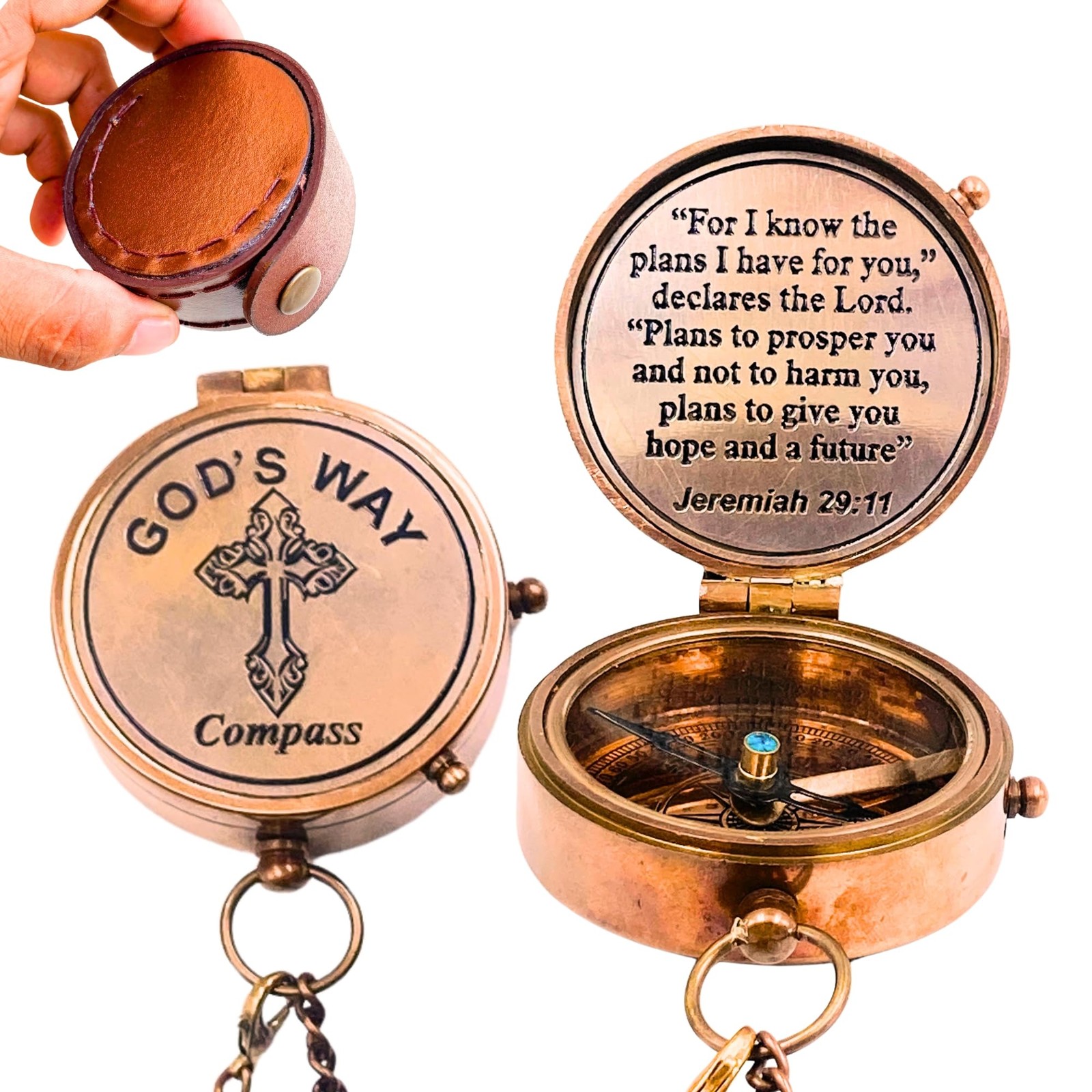 God's Way Compass - Baptism Gifts for Boys Christian Gifts for Men Catholic G