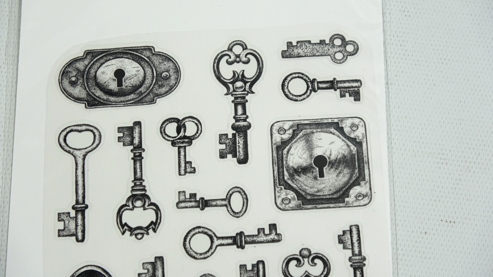 1 Sheet Gothic Antique Style Halloween Skeleton Keys Stickers