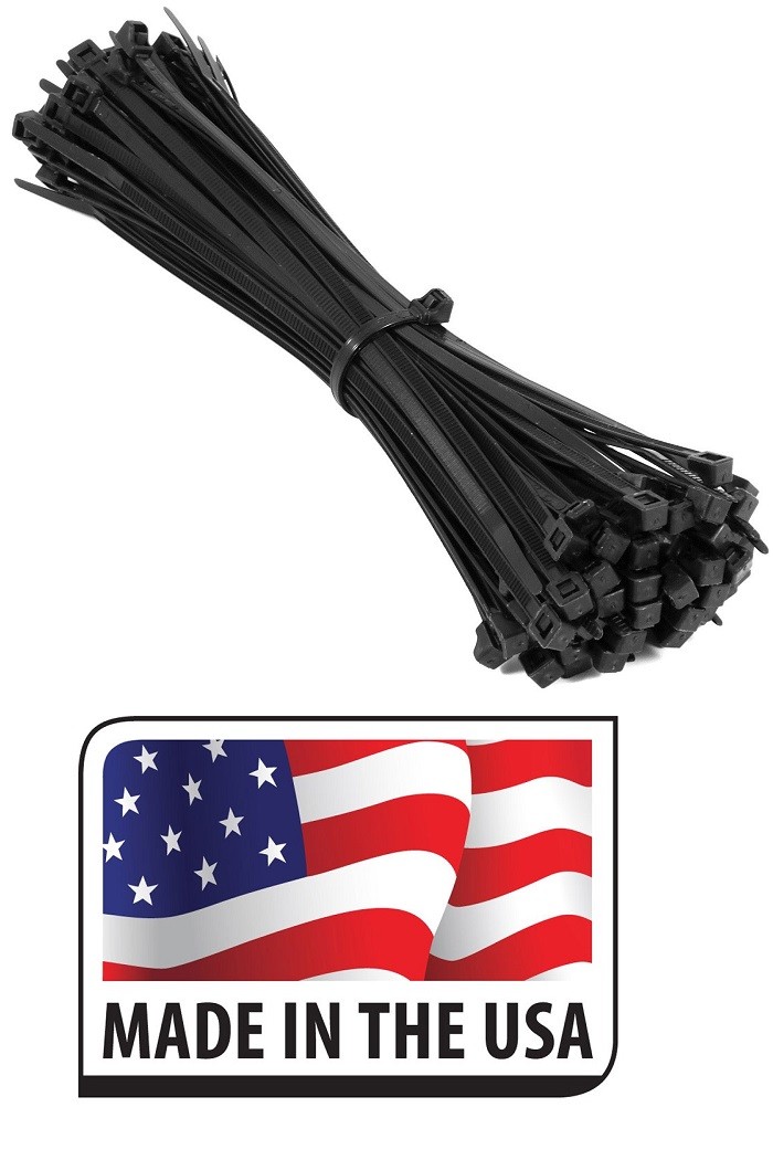 (100) 11 INCH NYLON ZIP CABLE TIES WIRE TIE WRAPS 50 LBS BLACK UV RESISTANT