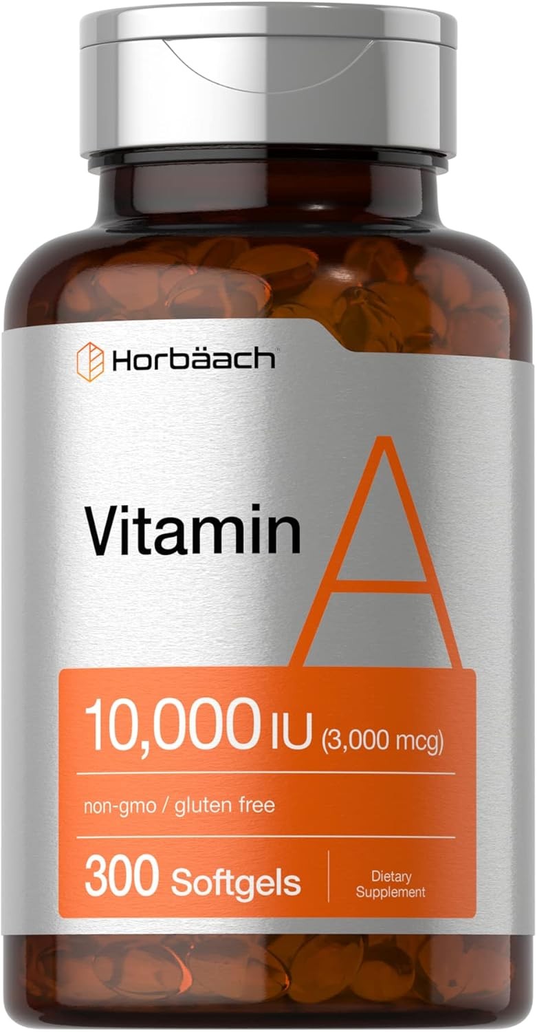 Vitamin A 10000 IU | 300 Softgels | Premium Non-GMO, Gluten Free | by Horbaach
