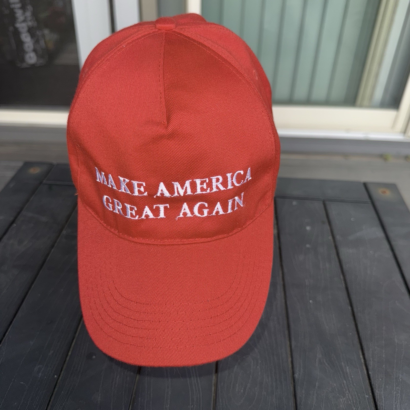 Make America great Again in White letters on Red Cotton Hat Cap Hook Loop