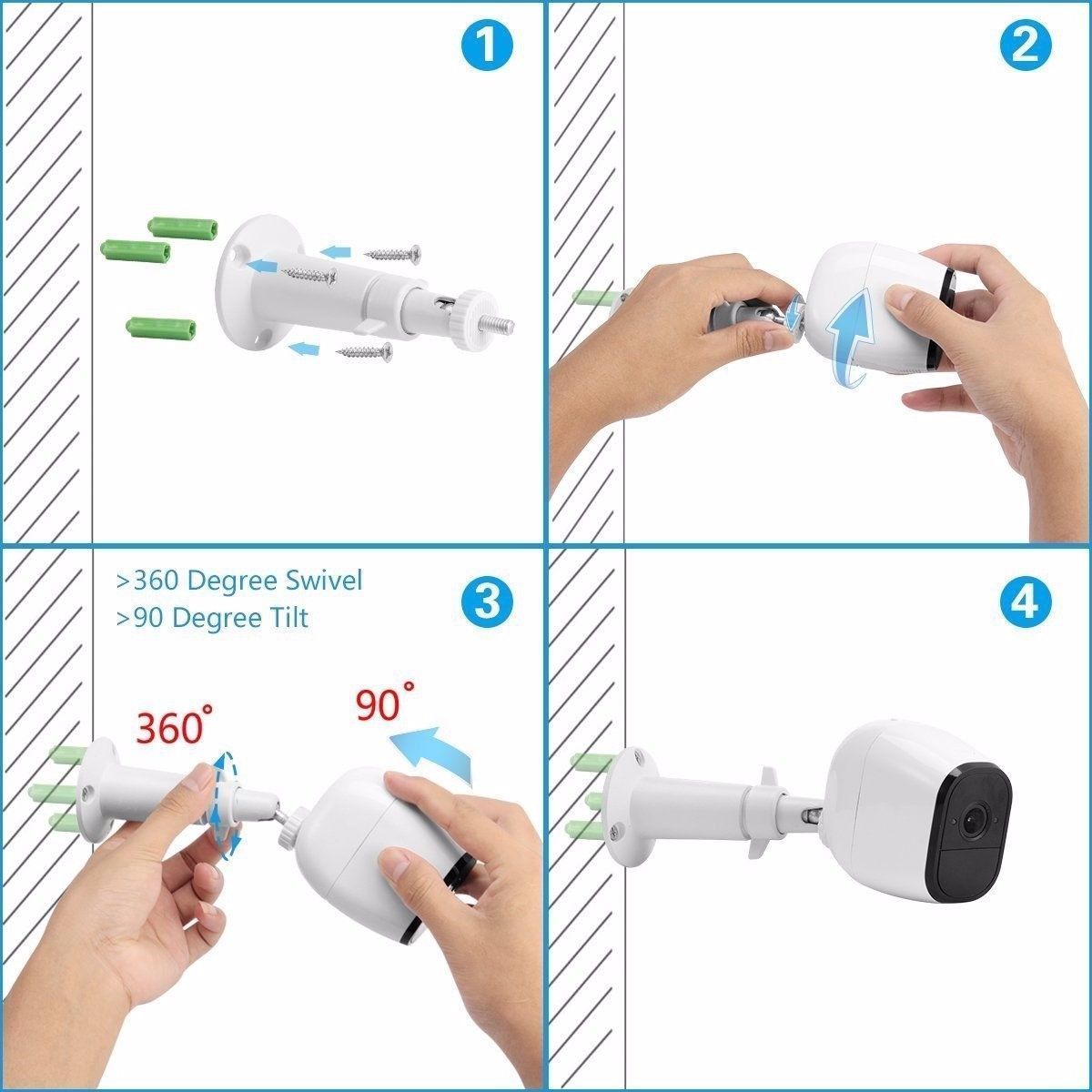 3-pack Security Wall Holder Mount Outdoor/Indoor for Arlo Pro 2/Pro/Arlo Camera