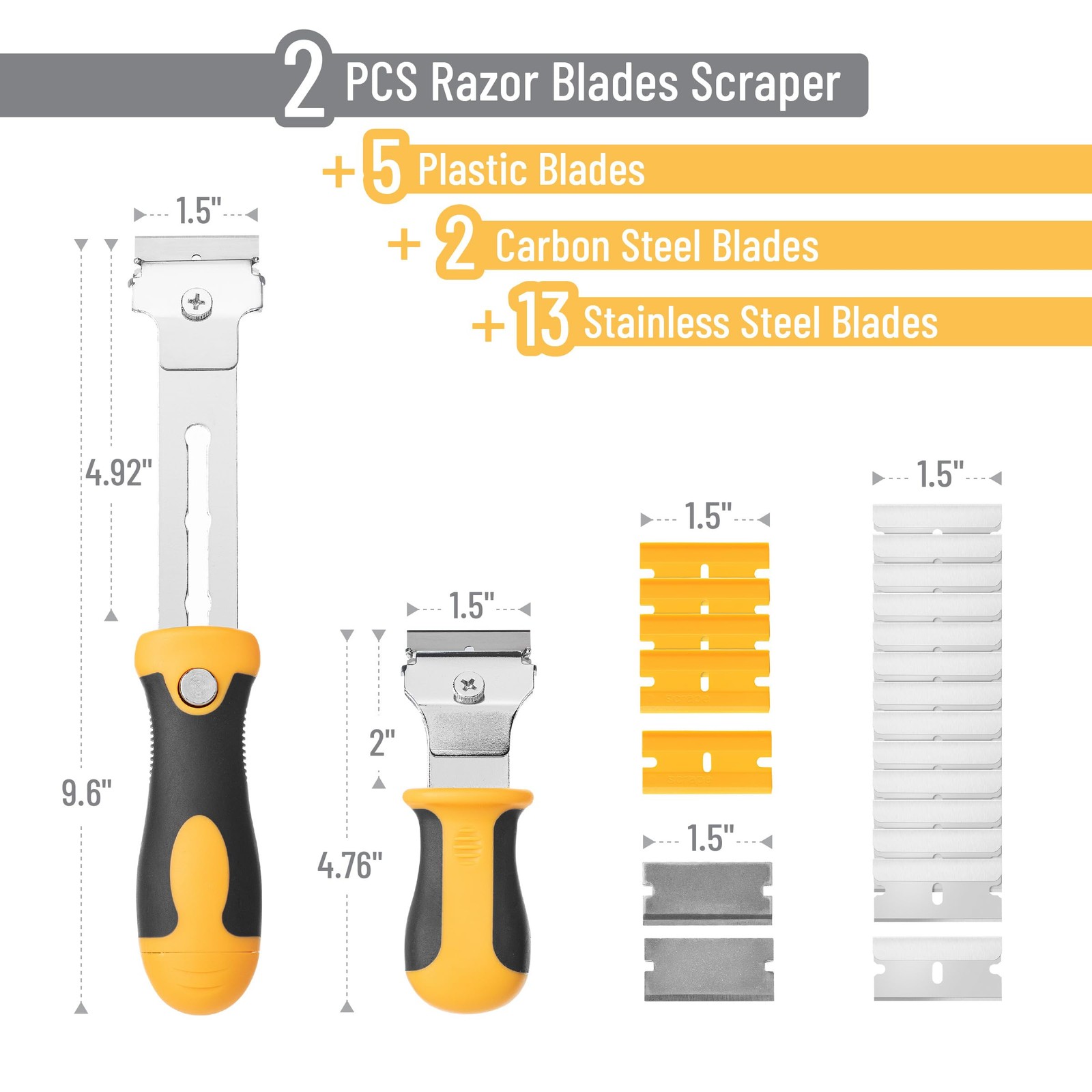 Bates Razor Blade Scraper Set, 2 Pack, Standard & Adjustable Handle