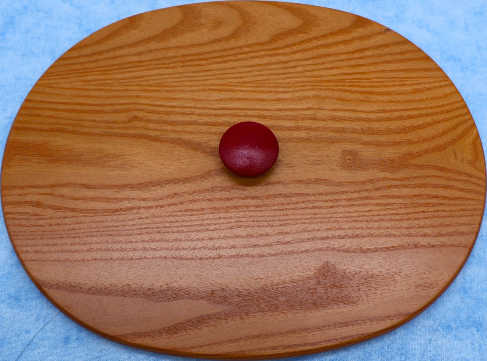 Longaberger Oval Wood Basket Lid Red Knob Fits Approx 13.5 x 10.5 Basket Opening