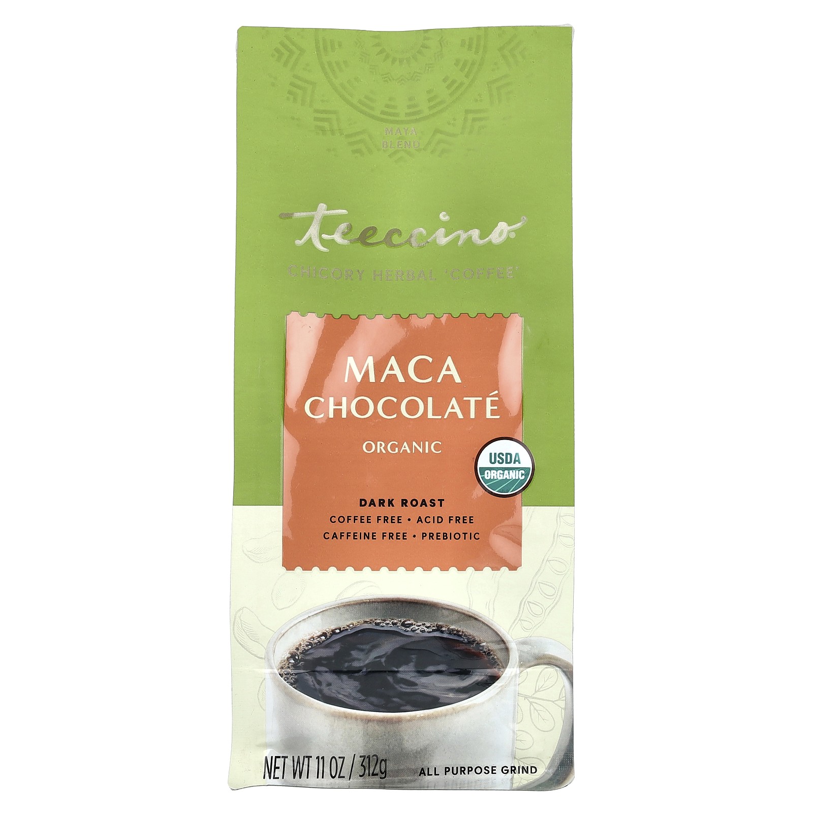 Teeccino Organic Herbal Coffee Alternative Dark Roast Caffeine Free