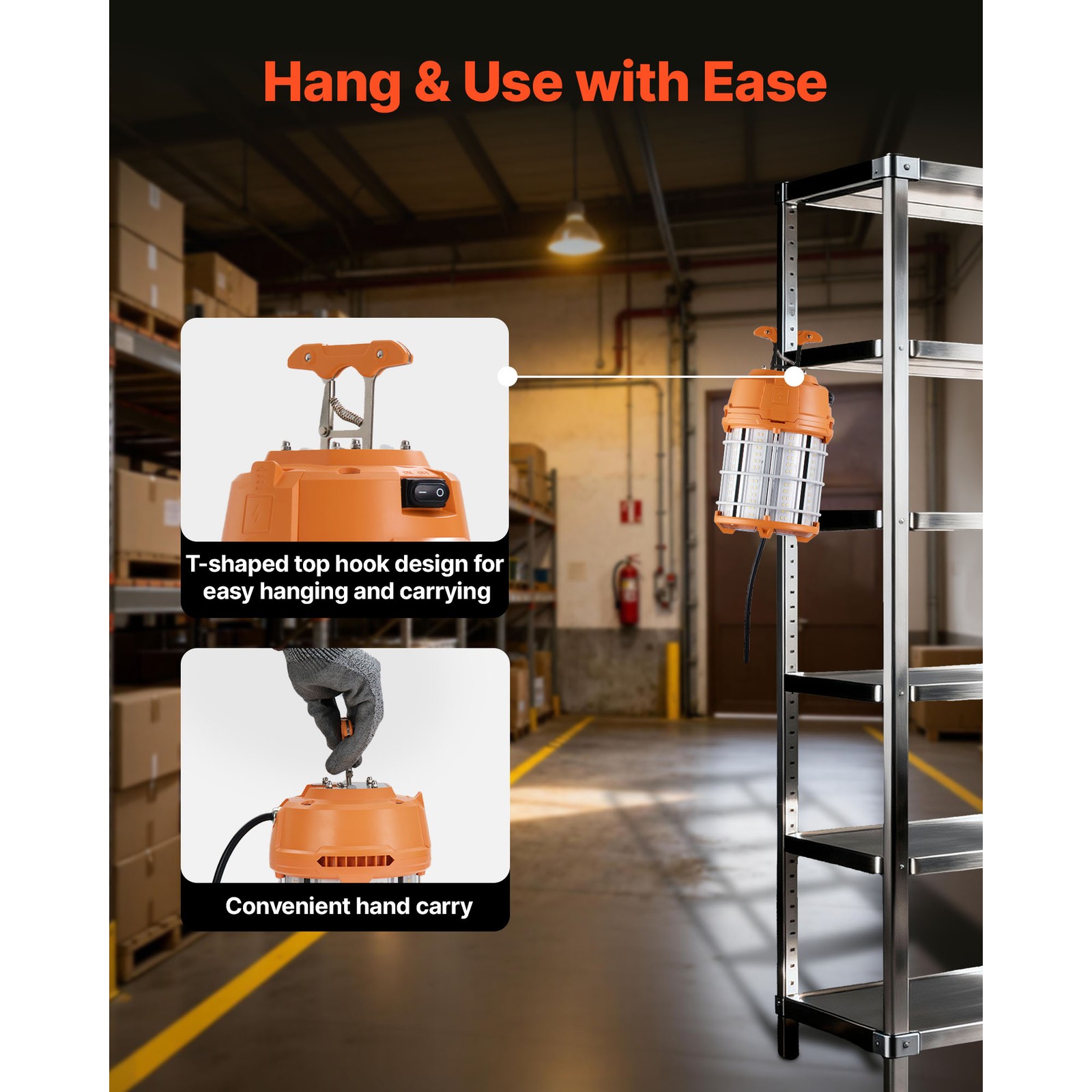 Uimoso LED Temporary Work Light 100W for Construction Sites, 5000K Brightness