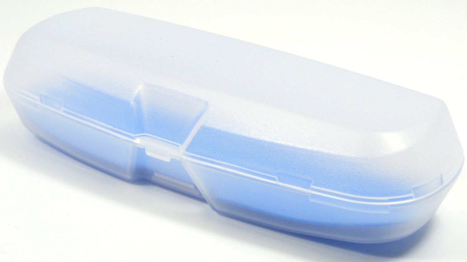 Hard Transparent Matte Clear Eyeglasses Case Protective Glasses w/ Blue Interior