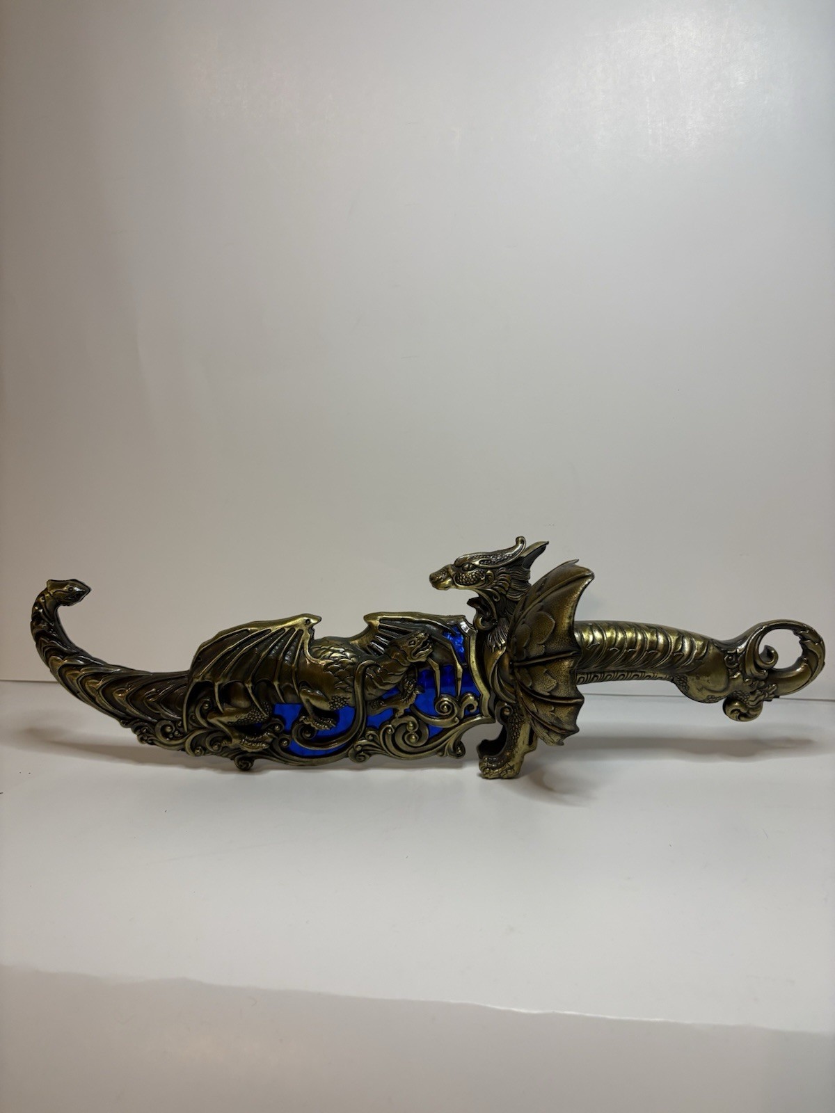 Dragon Dagger Knife 16" Blue Inlay 8” Blade Nice Fantasy Piece