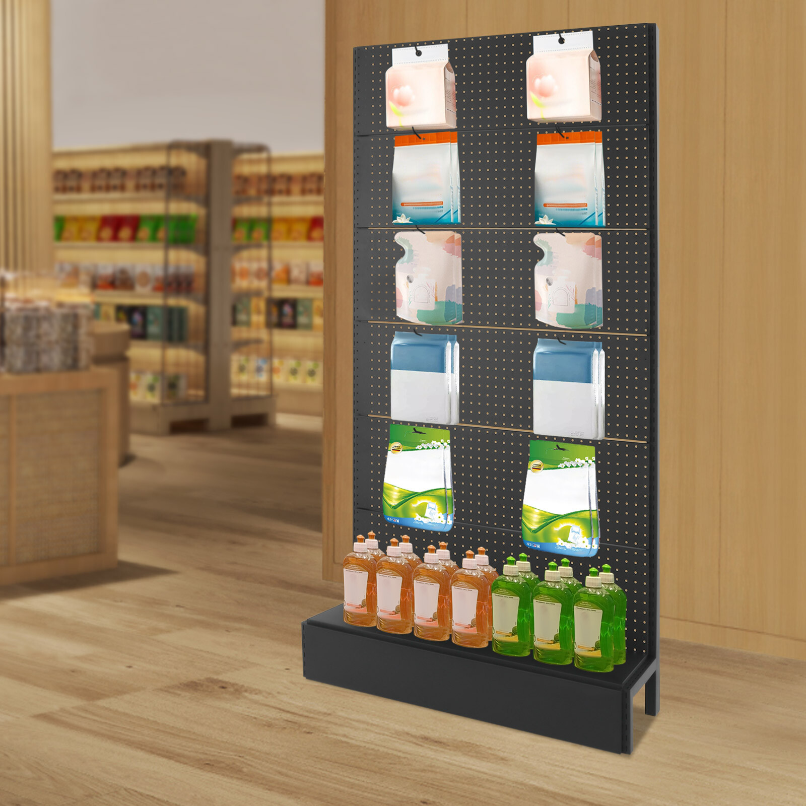 Freestanding Retail Display Rack Shelf Retail Display Shelf Snack Rack &10 Hooks