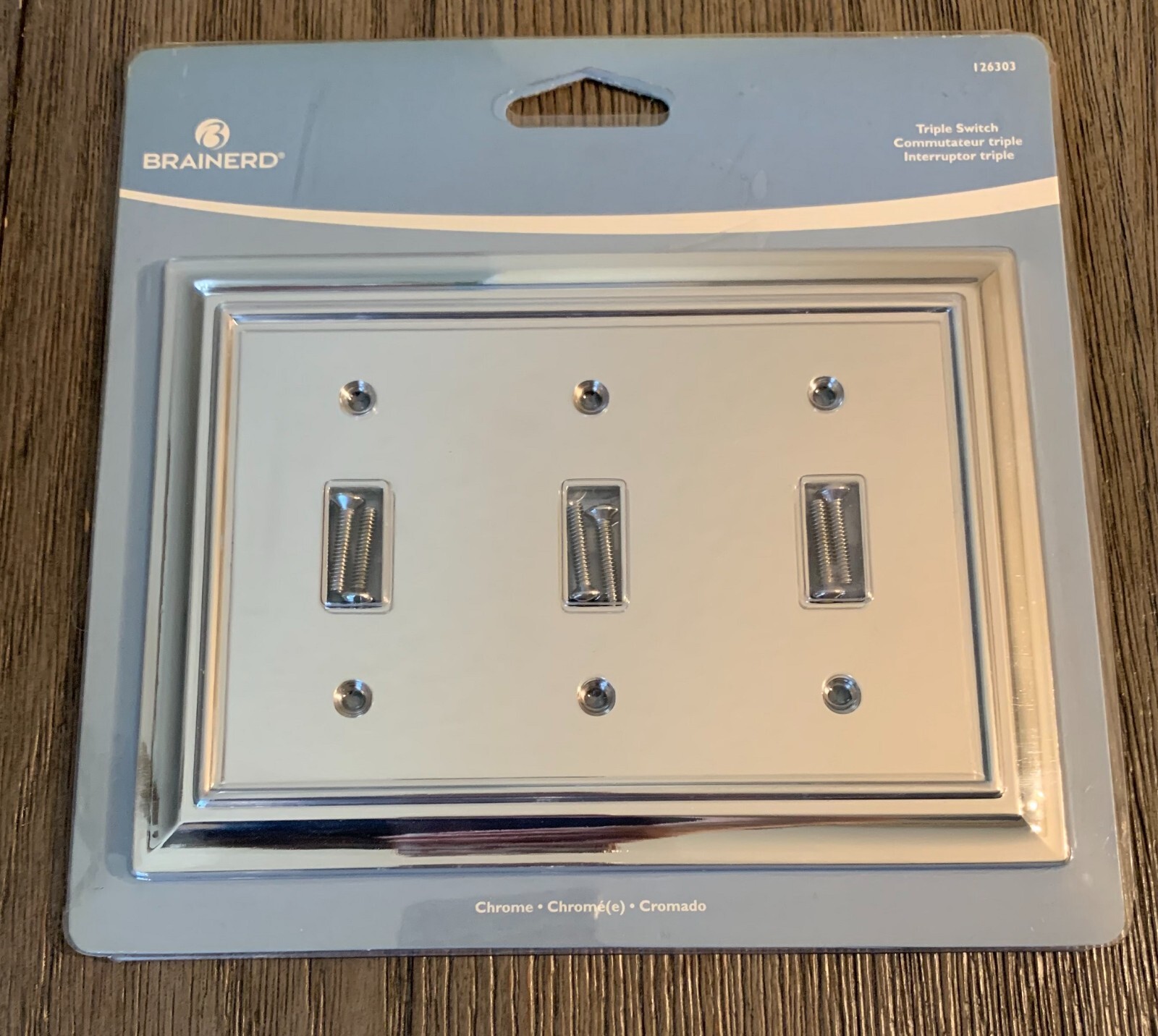 Brainerd Triple Switch Toggle Wall Plate - Shiny Chrome - #126303