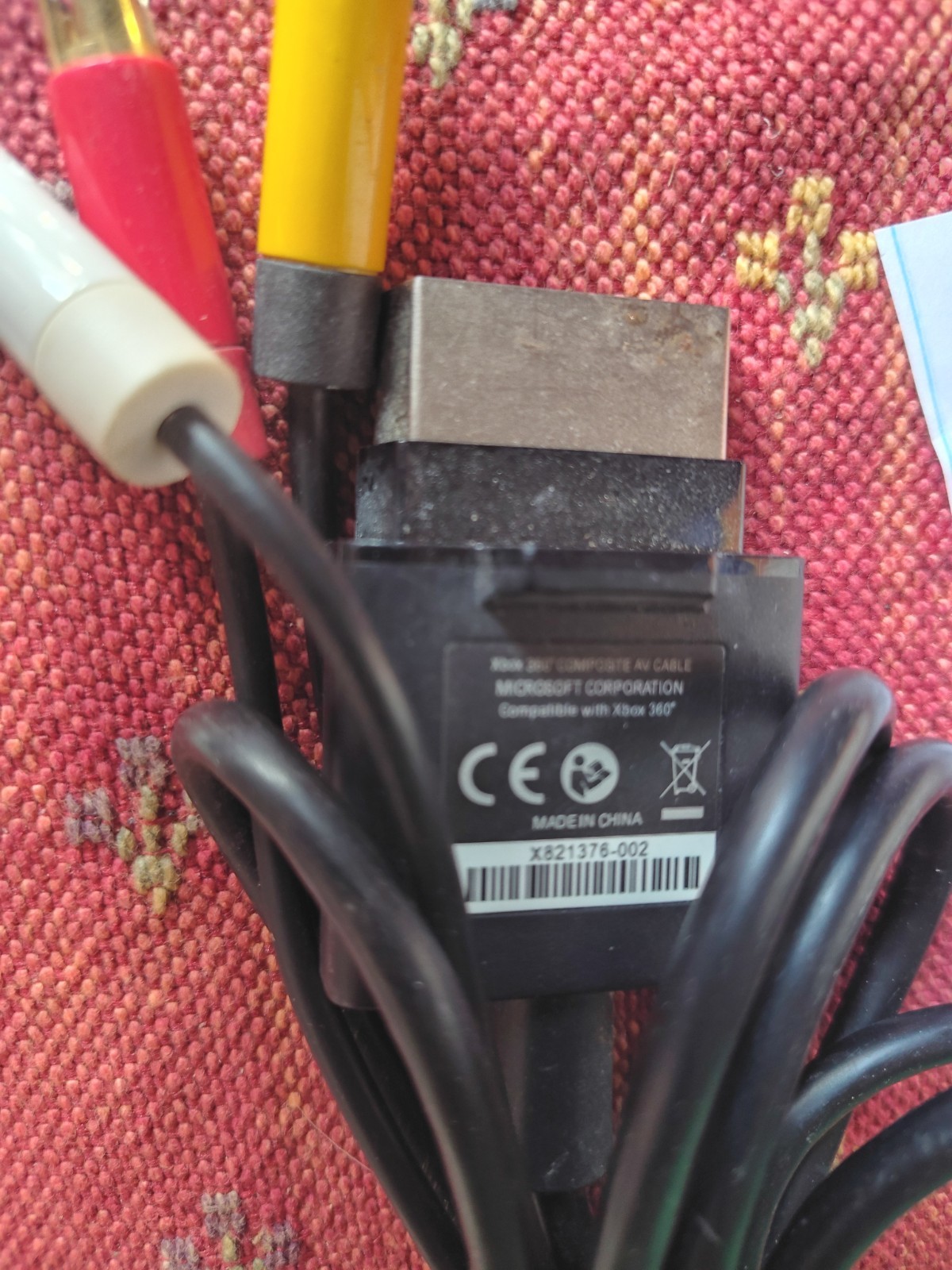 XBOX 360 Composite (RCA) AV Cable - Black - Cleaned & Tested - USED