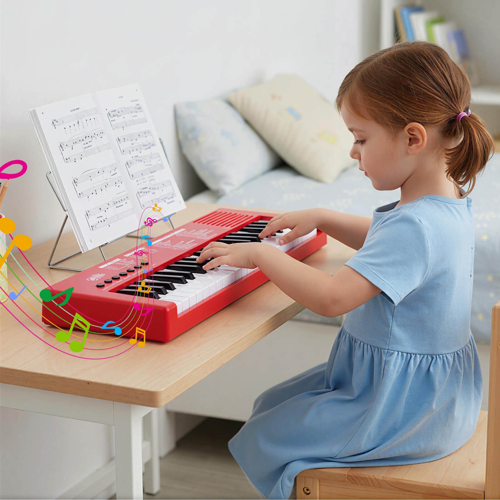 Kids Piano Keyboard w/8 Rhythms 8 Tones 22 Demos for 3+ Years Old Boys & Girls