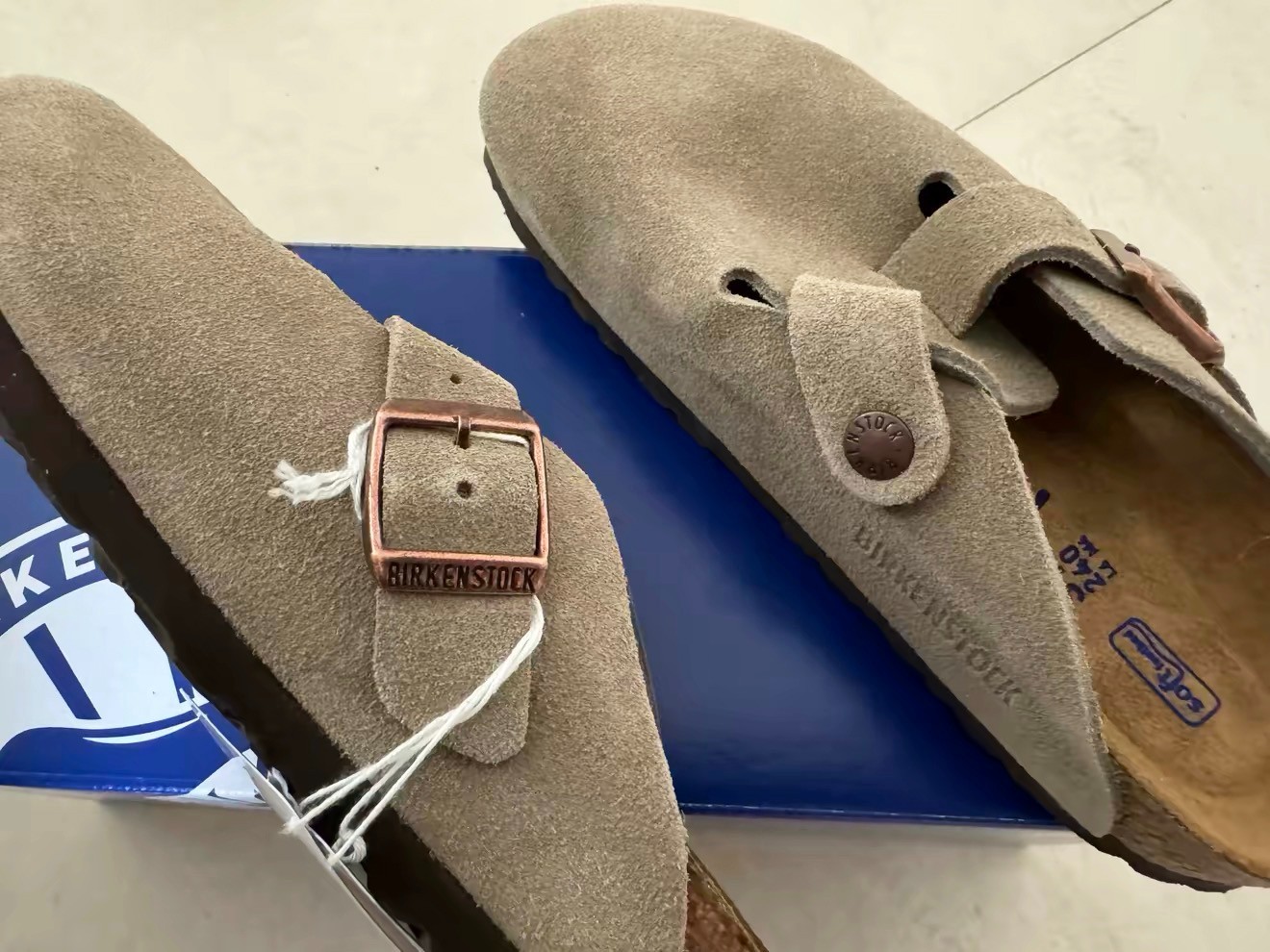 Birkenstock Boston Suede Clogs Unisex EU37-45 Taupe Soft Footbed slippers