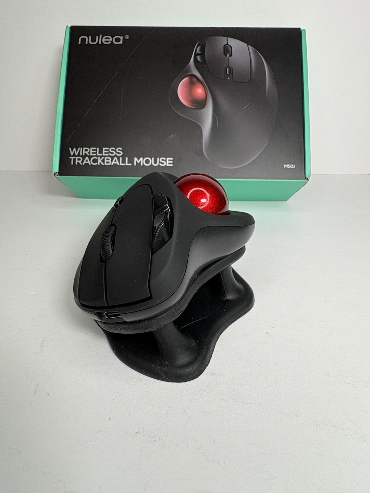 Nulea M501 Wireless Optical Trackball Mouse 5-Button 1600 DPI Black/Red