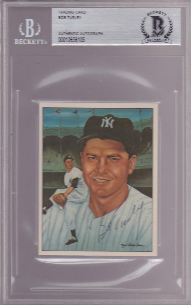 Bob Turley (d.2013)  Signed 50 Years of Yankees All-Stars 1983 TCMA Card BAS