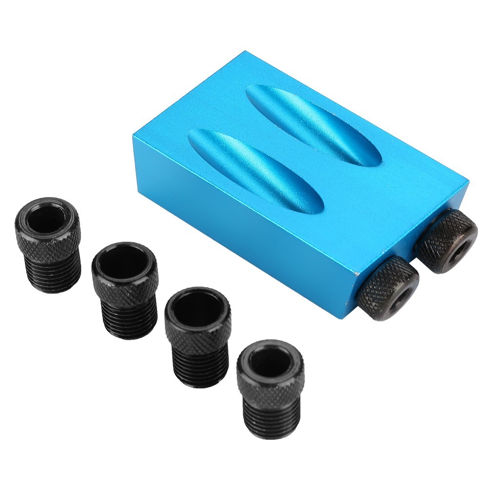 15 Degree Pocket Hole Drill Guide Blue 6/8/10mm Woodworking Oblique Hole Jig