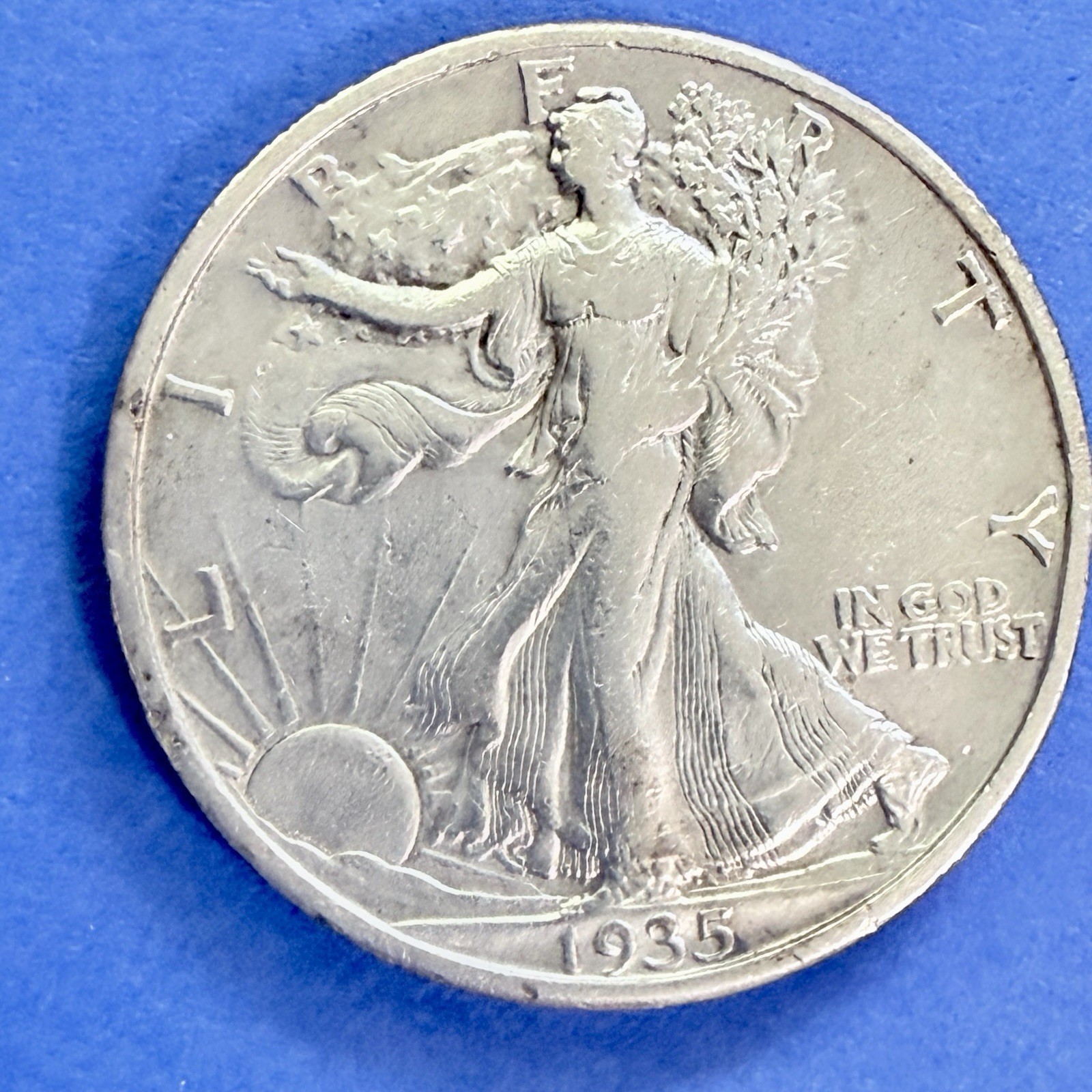 1935 No Mint Mark Walking Liberty half dollar 90% Silver.  XF