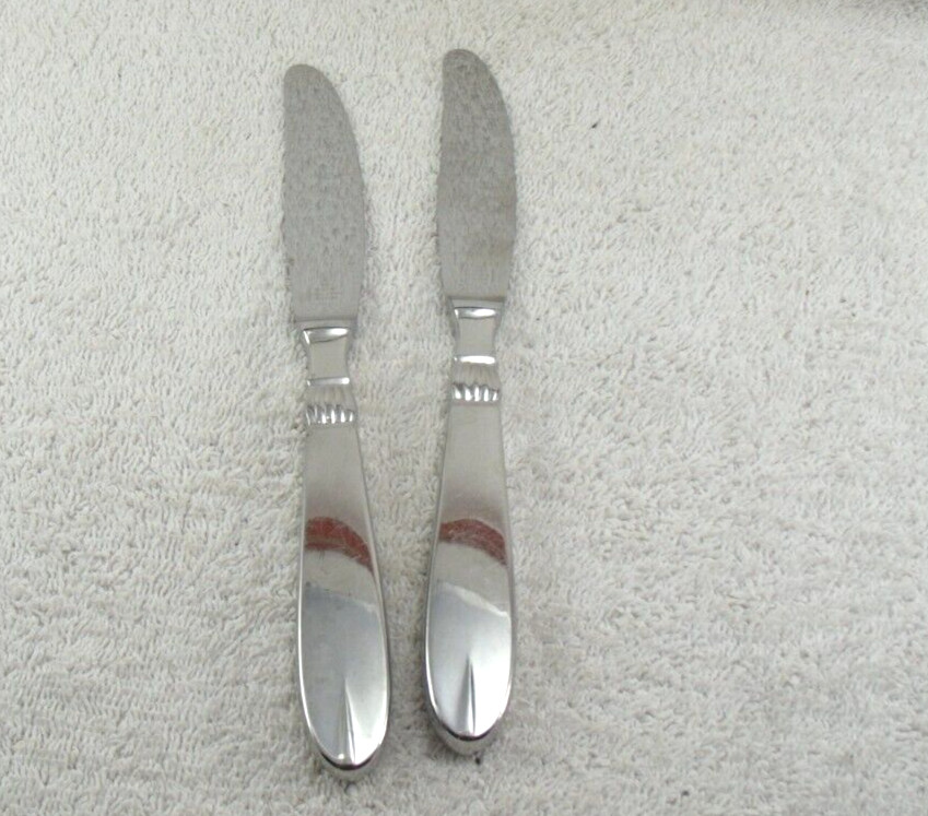 Inger Dinner Knife Lot of 2 Sival Glossy Stainless Flatware Denmark