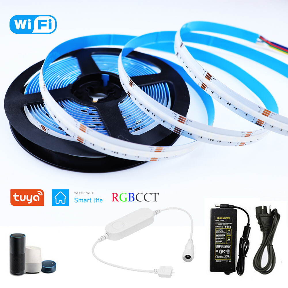 24V Smart Life WiFi RGB+CCT COB Flexible LED Strip 1M-5M Colour Changing Light