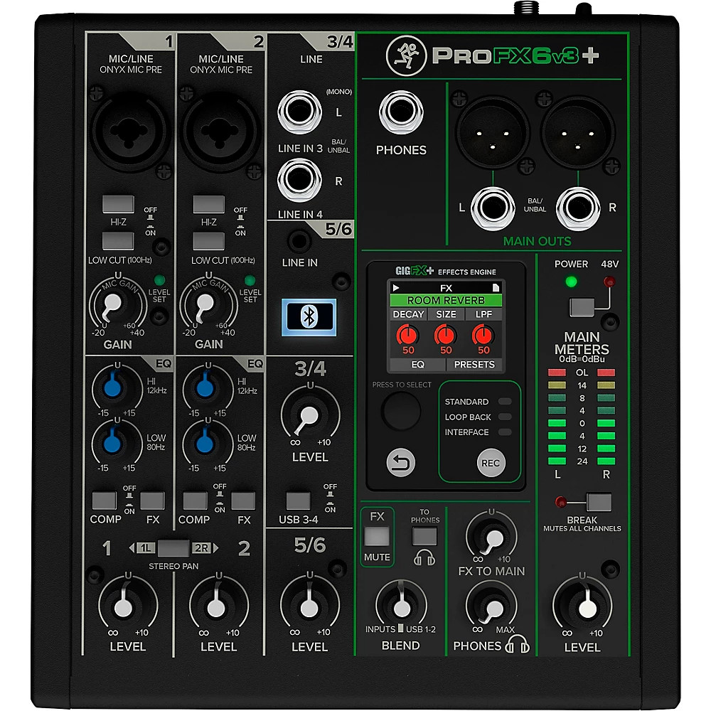 Mackie ProFX6v3+ 6-Channel Analog Mixer w/FX/USB Recording/Bluetooth