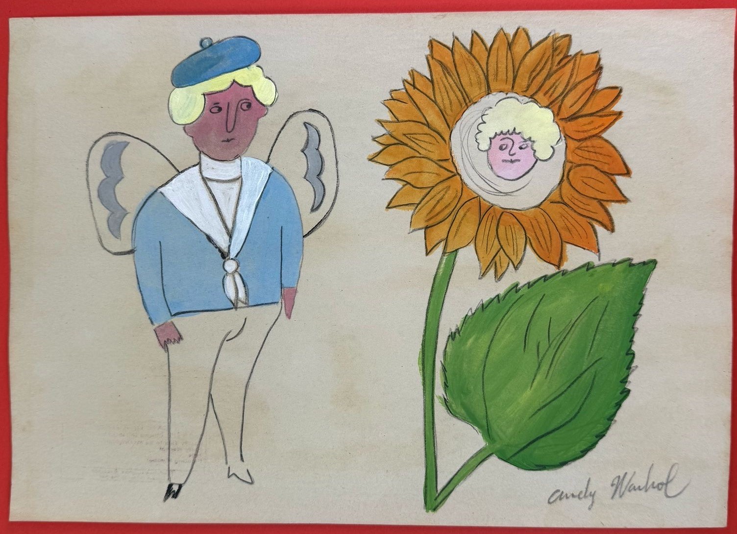 Andy Warhol (Handmade) Mixed Media on Paper Painting signed and stamped